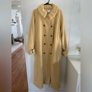 Top Shop light yellow coat size 12 double breasted belted oversized